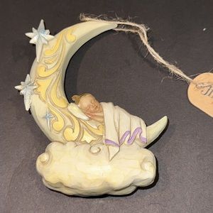 Enesco Jim Shore Heartwood Creek Baby Sleeping on Moon Hanging Ornament, 4.13"